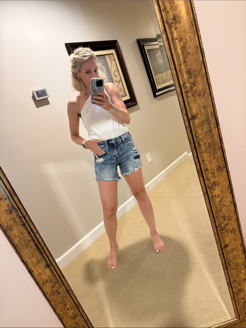 American Eagle Outfitters Faded Blue Distressed Denim Shorts